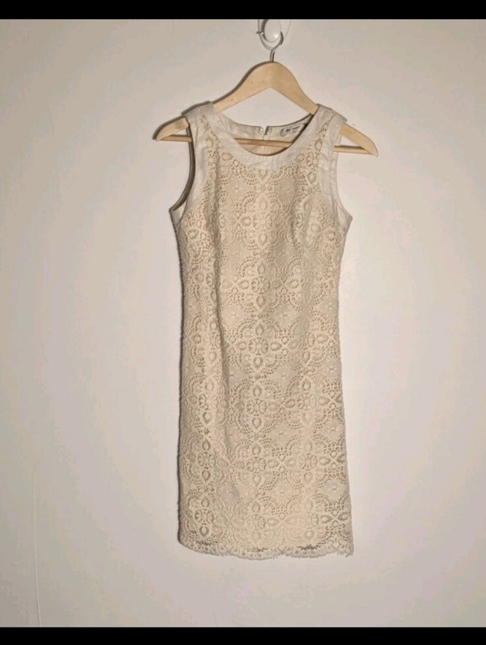 Oleg Cassini Cream Cream Sleeveless Lined Lace-Trimmed Dress Bodice, XS